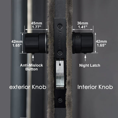 A5 Twist-to-Lock Storefront Door Lock Keyless with an Inaccessible Bypass Tool Open  with an Anti-Mislock Button,Black,Hookbolt,Backset 1.1/8"