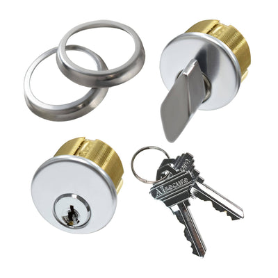 AIsecure Storefront Door Lock Mortise Cylinder Brass Commercial Door Lock Cylinder Replacements with SC Keyway Keys & Thumbturn for Aluminum Doors