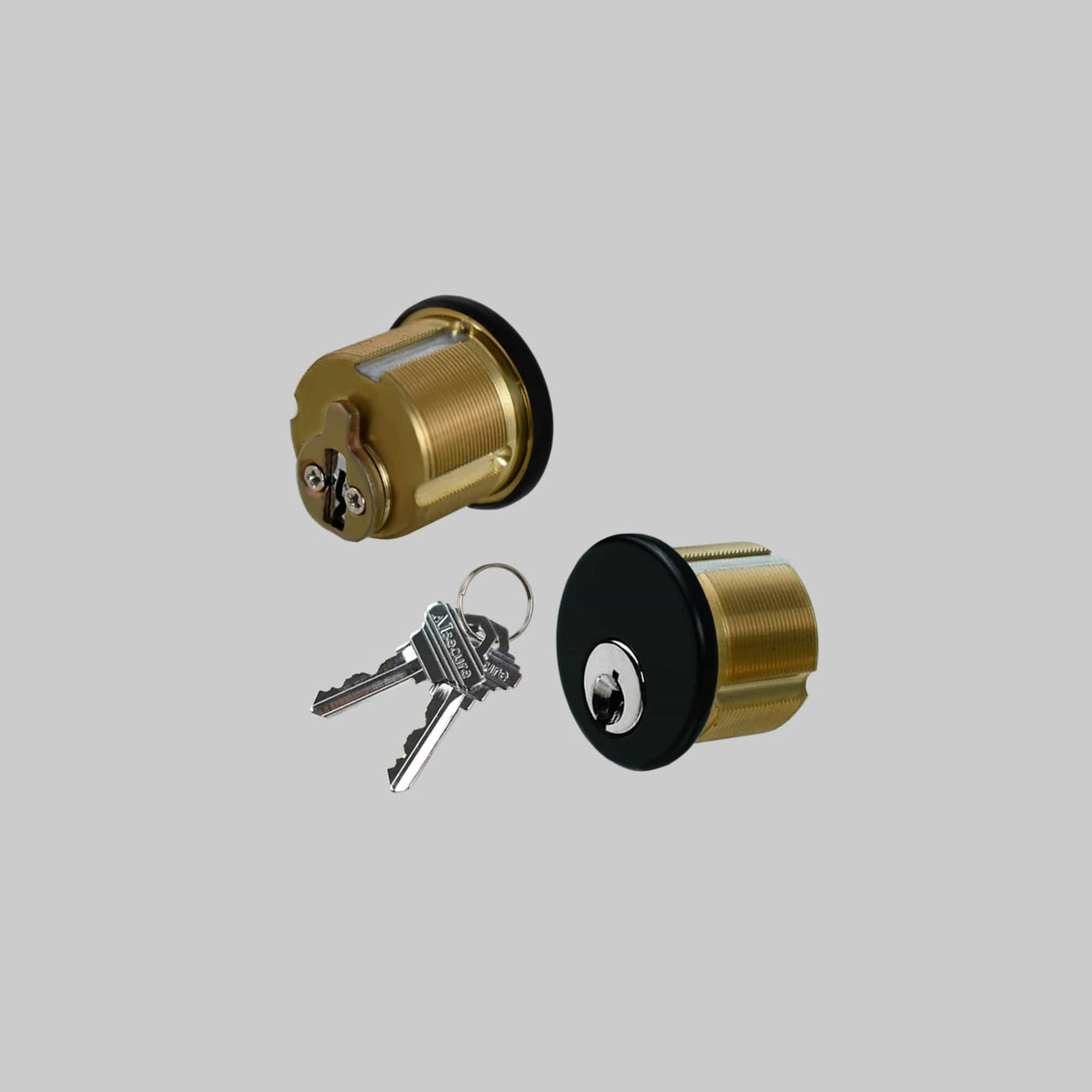 AIsecure Commercial Door Lock Mortise Cylinder with 2 Keys for SC Keyway Brass Finish