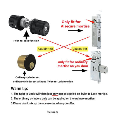 A5 Twist-to-Lock Storefront Door Lock Keyless with an Inaccessible Bypass Tool Open  with an Anti-Mislock Button,Black,Hookbolt,Backset 31/32"