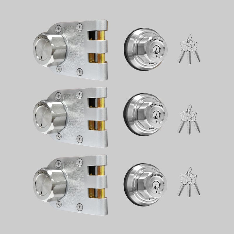 3*A9 AIsecure Jimmy Proof Lock (stainless steel casting) --- Silver Key alike combo