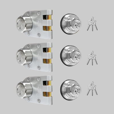 3*A9 AIsecure Jimmy Proof Lock (stainless steel casting) --- Silver Key alike combo