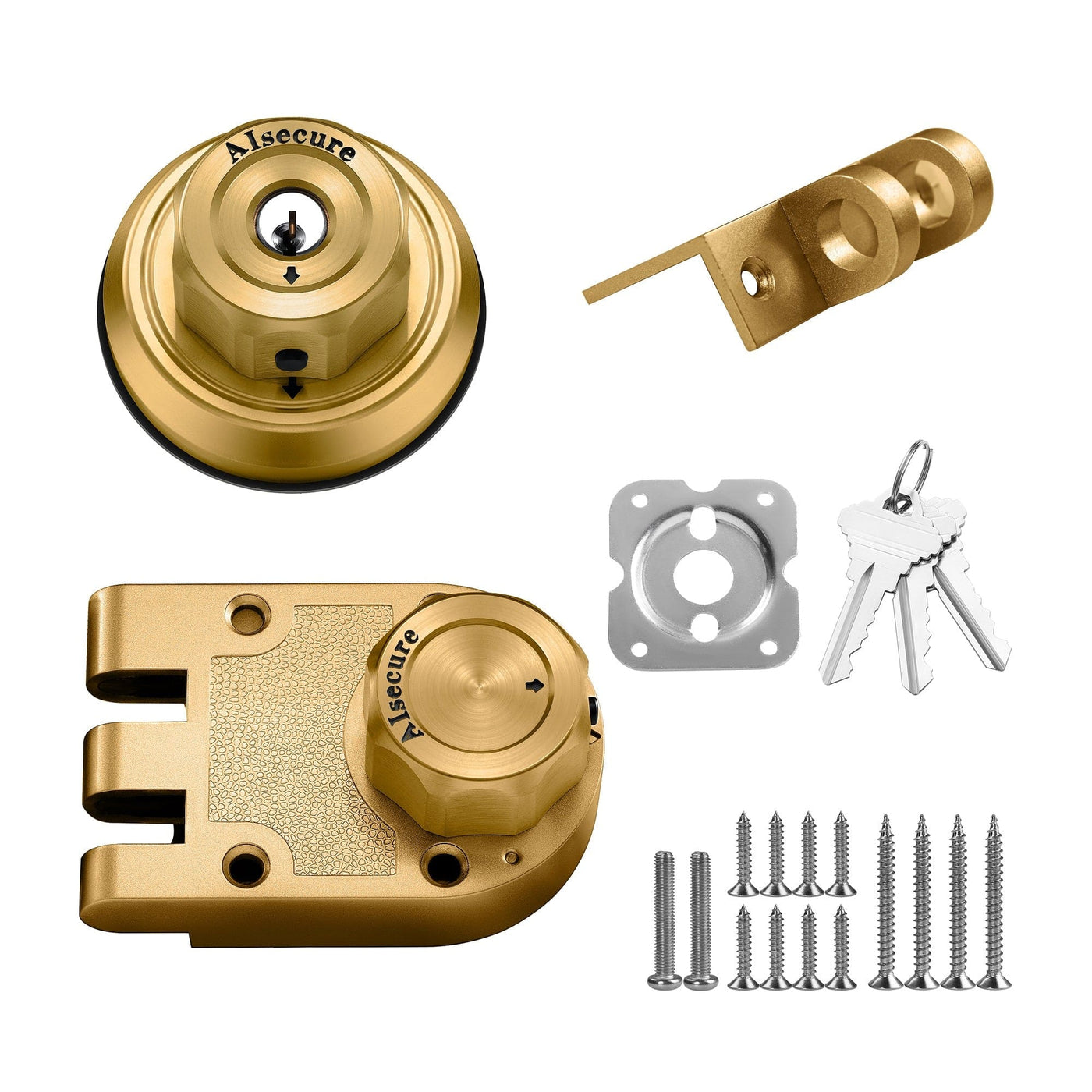 3*A9 AIsecure Jimmy Proof Lock (stainless steel casting) --- Brass Key alike combo