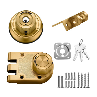 2*A9 AIsecure Jimmy Proof Lock (stainless steel casting) --- Brass Key alike combo