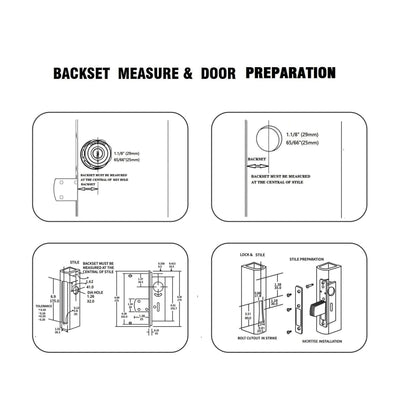A5: Twist to Lock Storefront door lock keyless with backset 1 1/8'', black, hookbolt