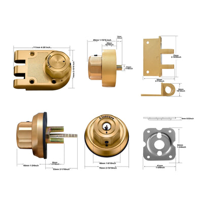 3*A9 AIsecure Jimmy Proof Lock (stainless steel casting) --- Brass Key alike combo
