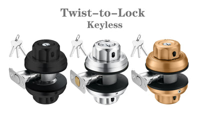 EASILOK E2 Twist to Lock deadbolt Lock keyless, Keyed Alike 4 Packs, with Anti-Mislock Button and Unpickable Night Latch, 304 Stainless Steel, Single Cylinder with 12 SC Keys,Brass